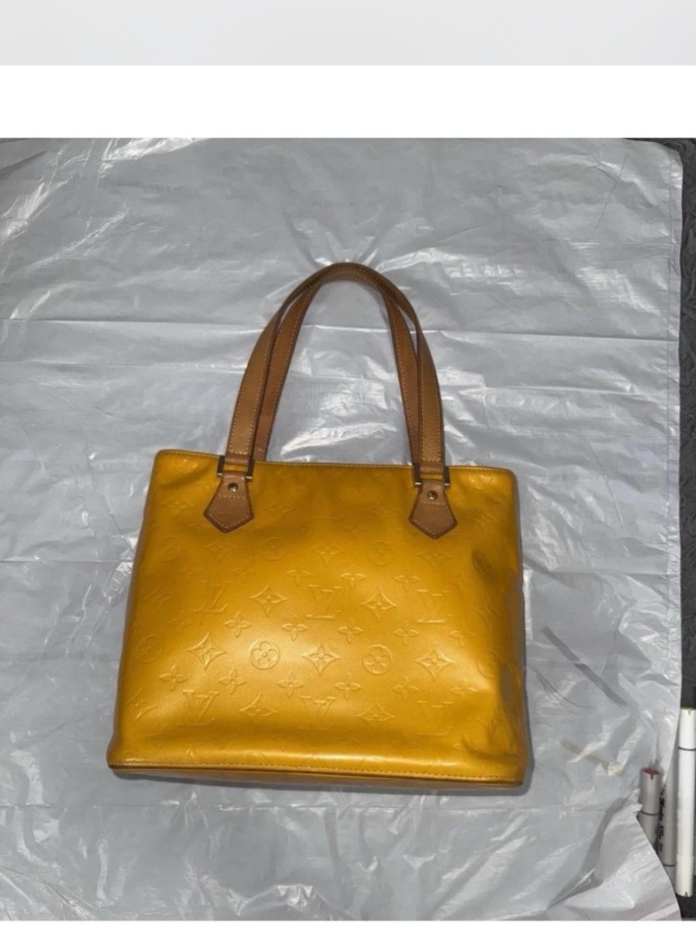 Louis Vuitton Mustard Yellow Monogram Tote with Tan Handles